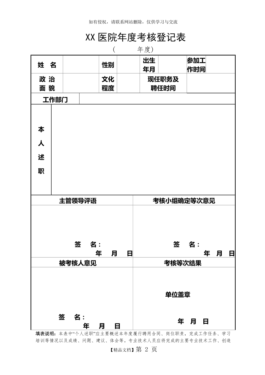 医院人员年度考核表.doc_第2页