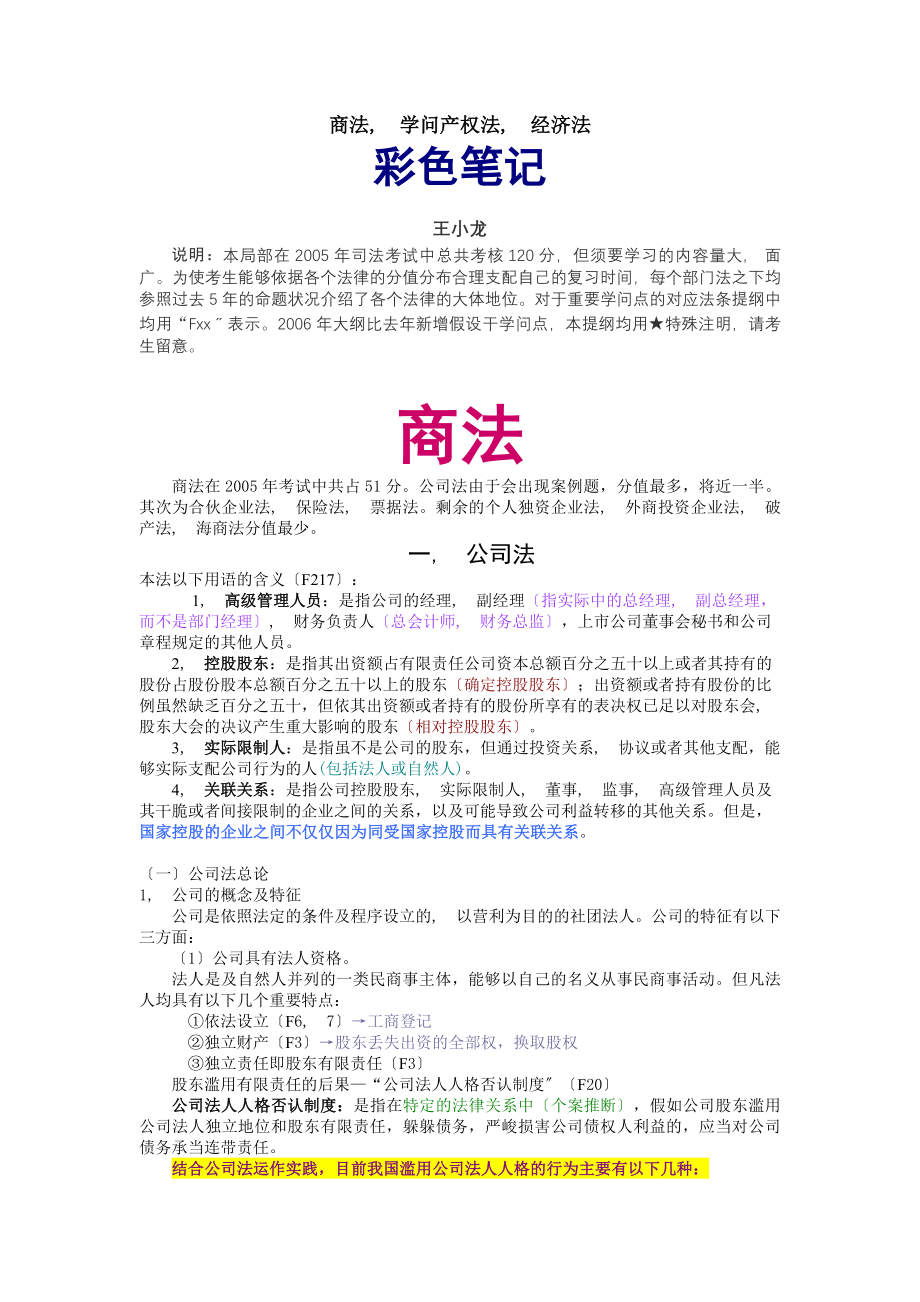 王小龙商法经济法知识产权法.docx_第1页