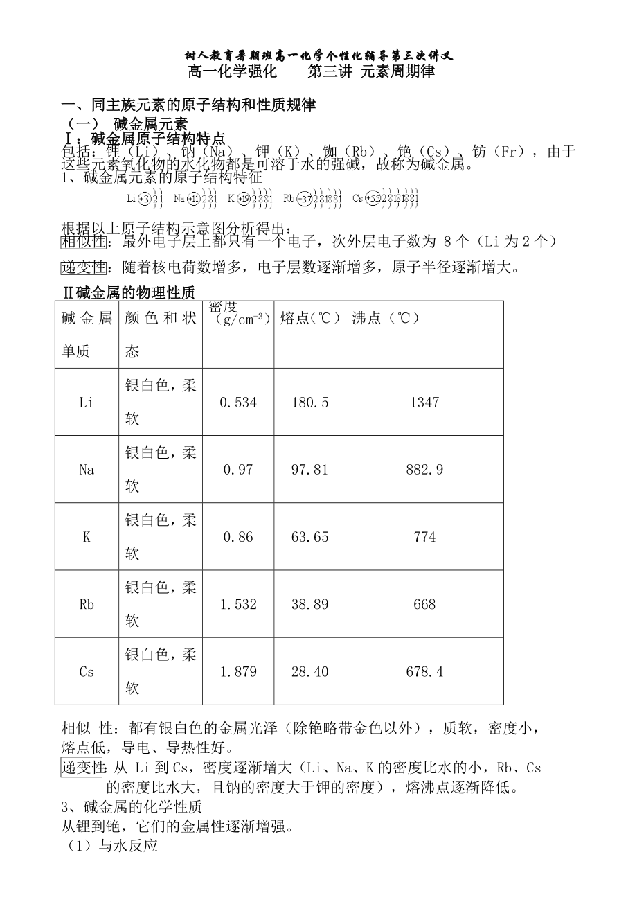 元素周期律一对一讲义[1].docx_第1页