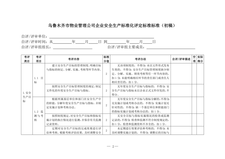 乌鲁木齐市物业管理公司企业安全生产标准化评定标准.docx_第2页