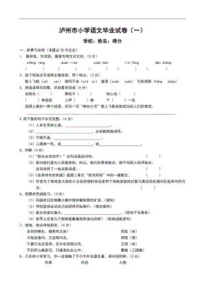 人教版小学六年级下册语文毕业期末试卷及答案.doc