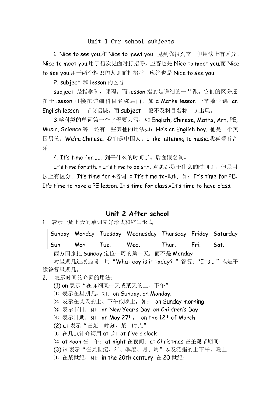 苏教版四下英语精选各单元知识点1.docx_第1页