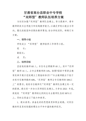 双师型教师队伍培养方案.doc