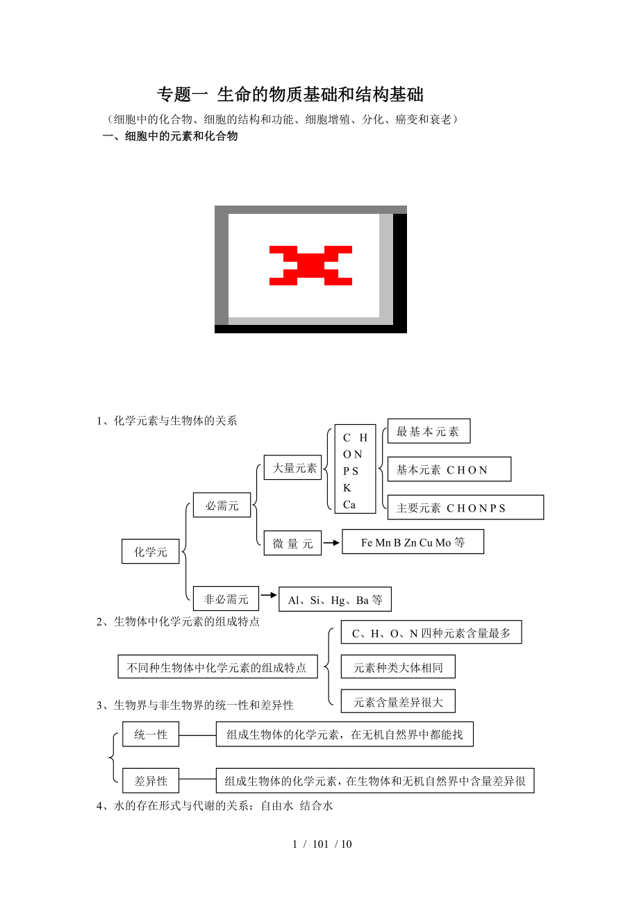 专题一 细胞的物质基础和结构基础.docx_第1页