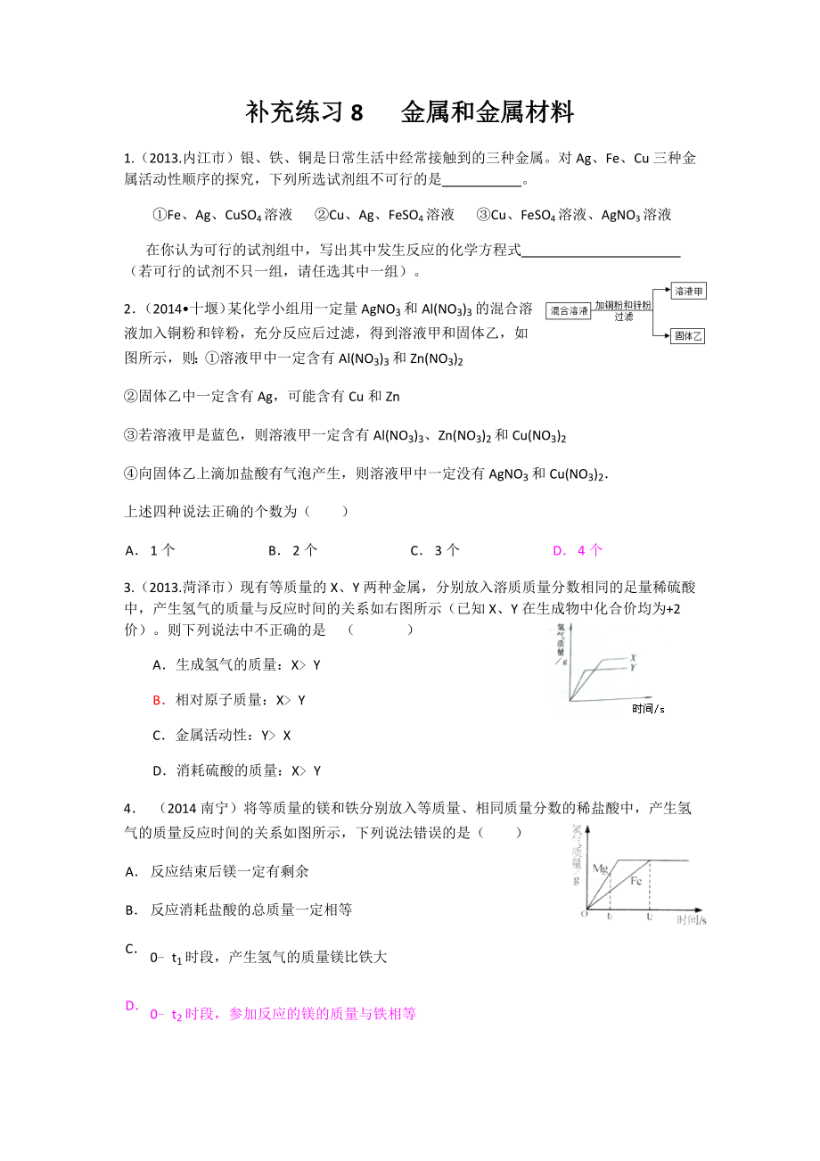 初中化学培优复习资料(习题)超全自编-金属和金属材料.docx_第1页