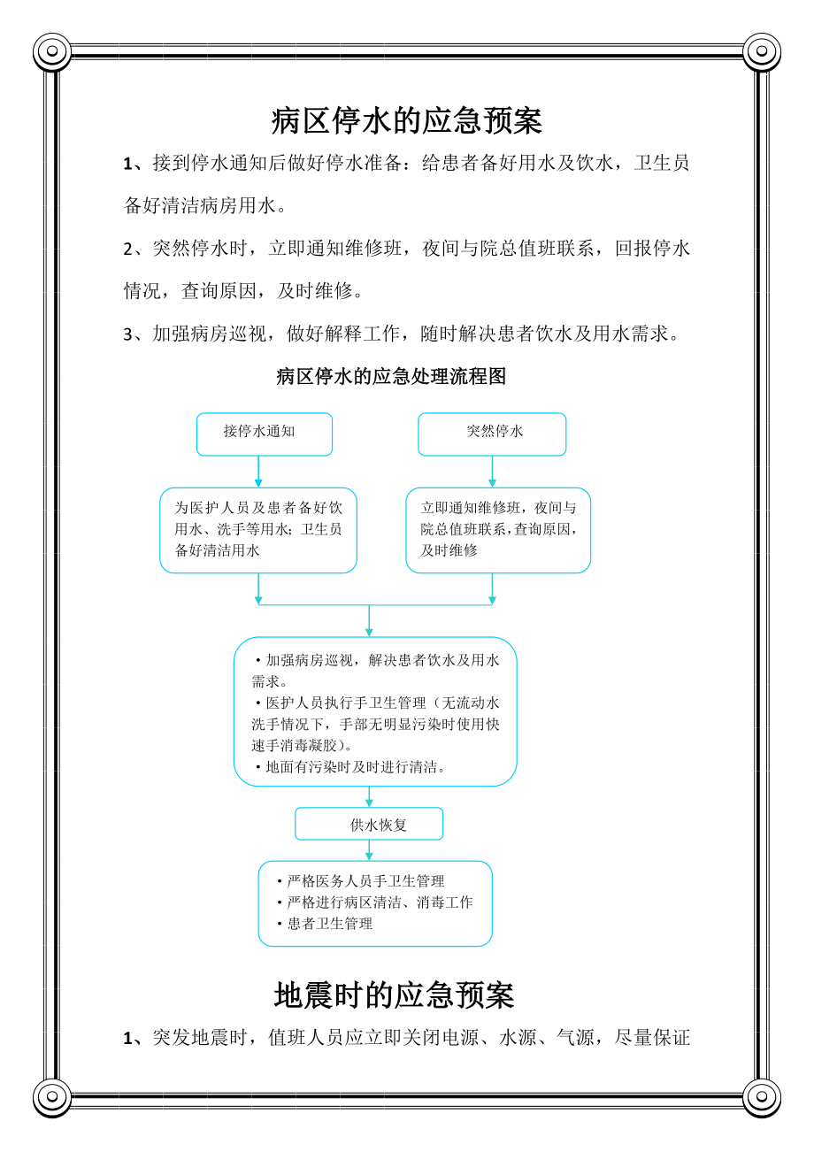 停水、停电、地震、火灾应急预案及处理程序流程图.doc_第1页