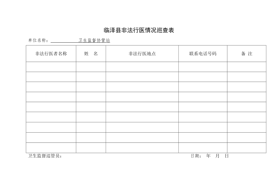 医疗机构及传染病管理巡查登记表.doc_第2页