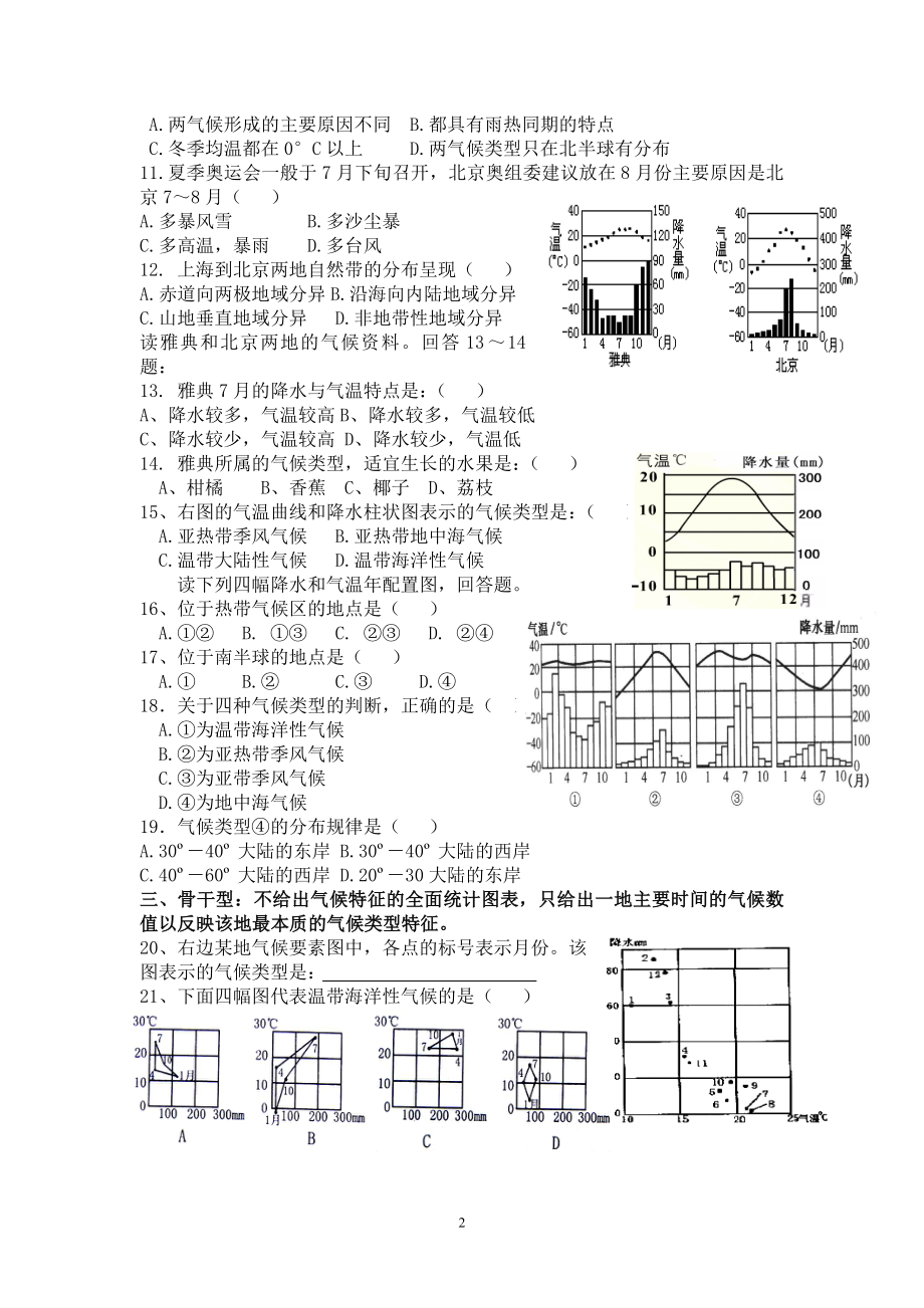 (一)气候类型的判读练习题.doc_第2页