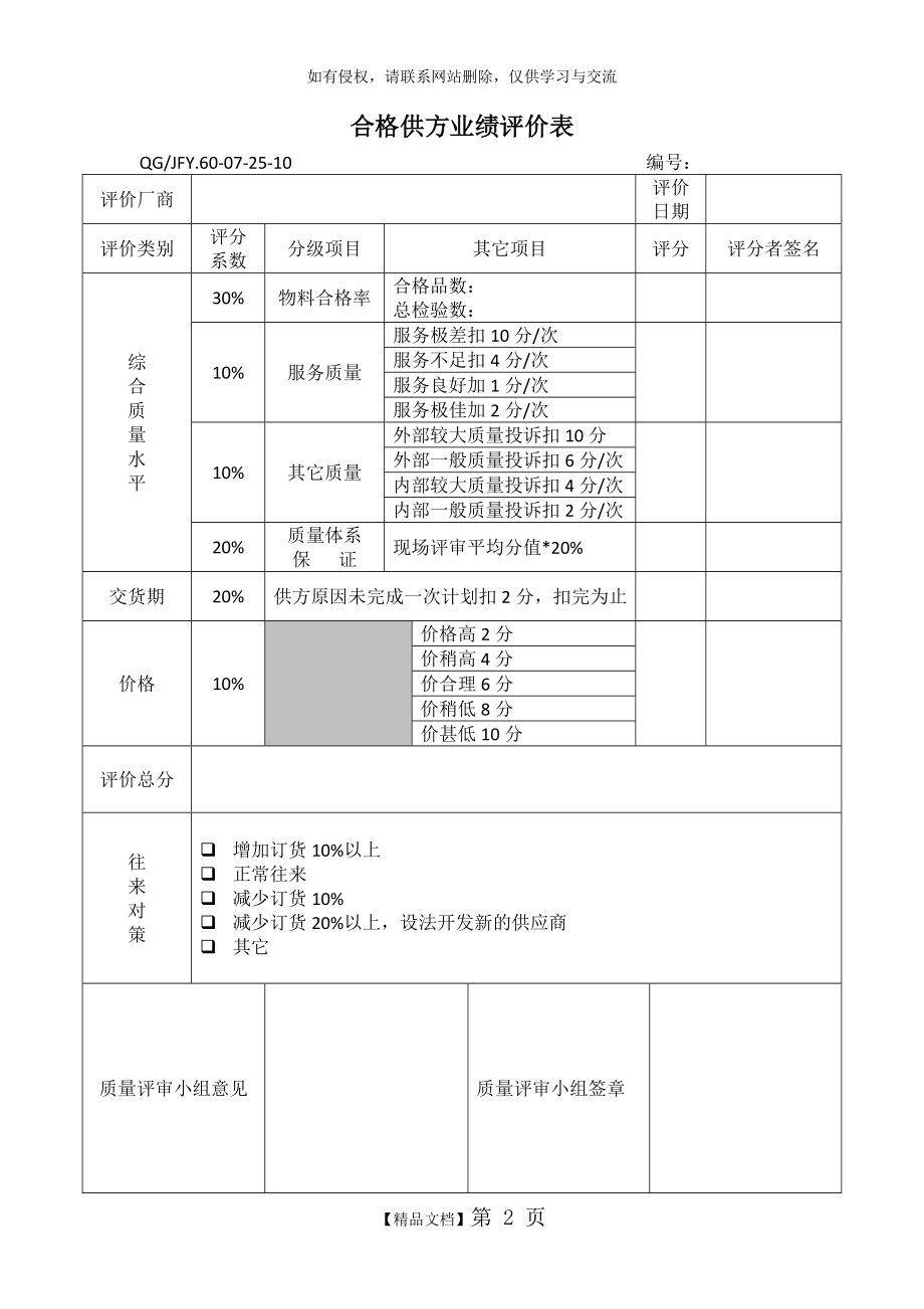 合格供方业绩评价表及填写指南.doc_第2页