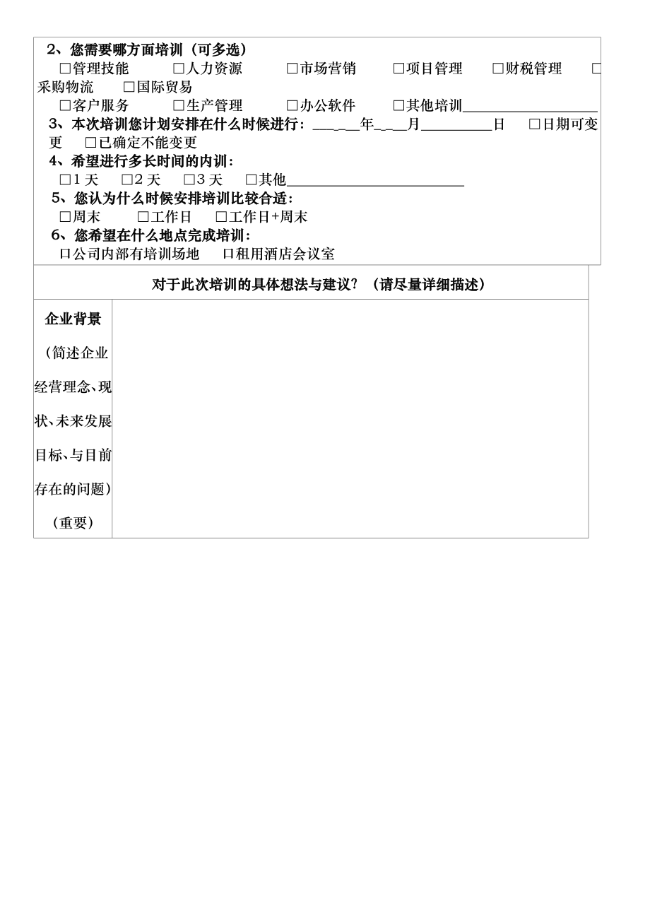 企业内训调研表 - 管理培训,营销培训,人力资源培训-中华品牌 ….doc_第2页