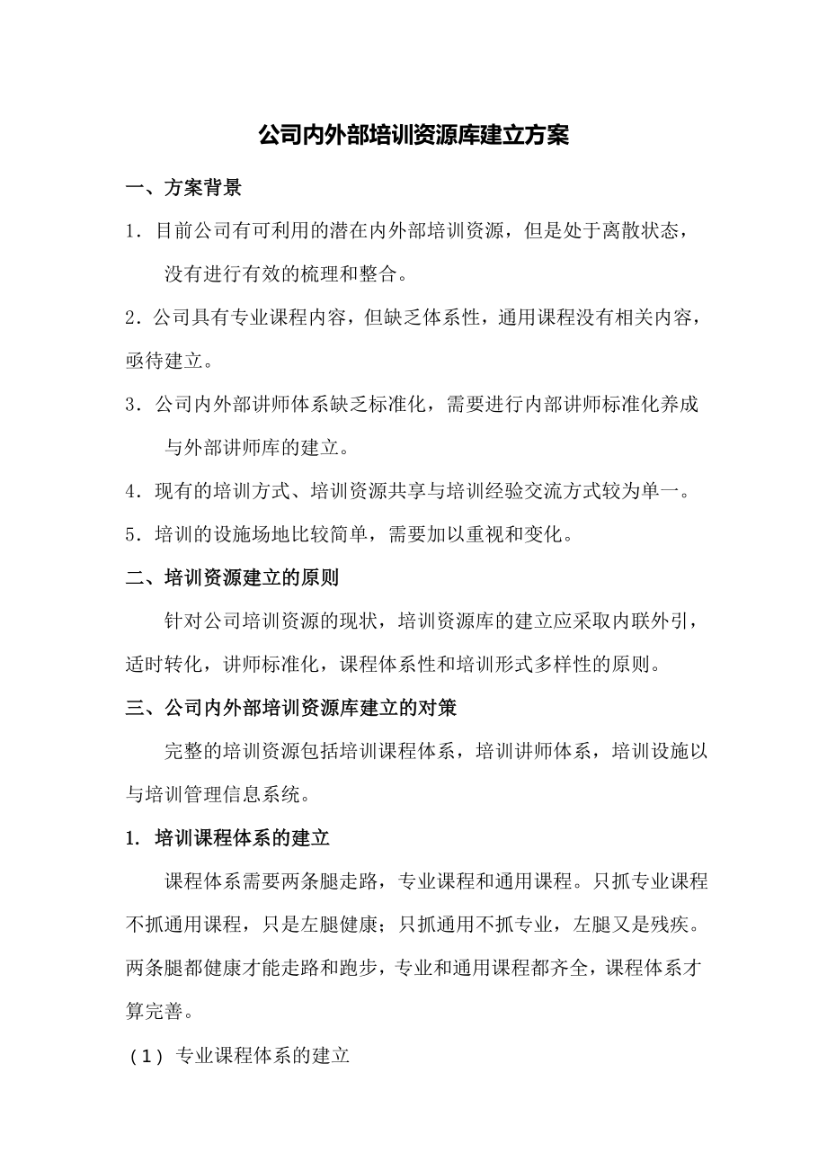 公司内外部培训资源建立的方案.doc_第1页