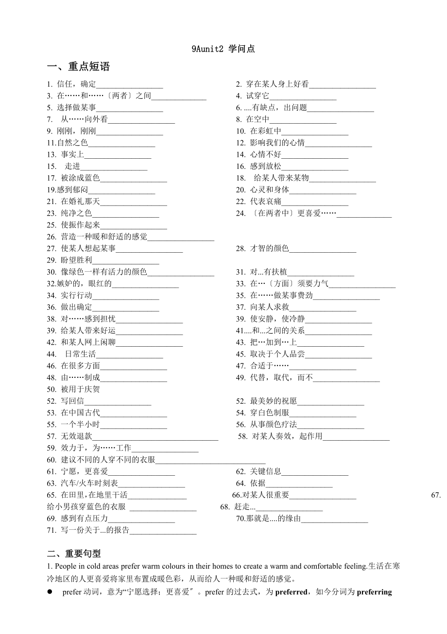 译林英语9Aunit2知识点教案1.docx_第1页