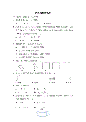 北师版七年级上册数学 期末达标测试卷.doc