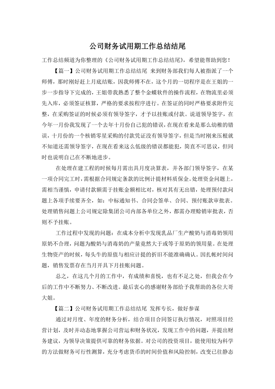 公司财务试用期工作总结结尾.doc_第1页