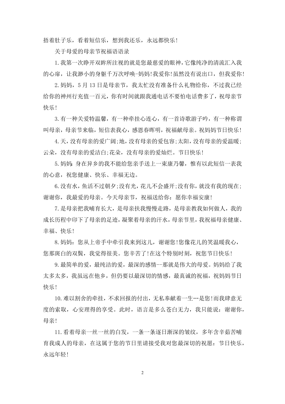 关于母爱的母亲节祝福语.docx_第2页