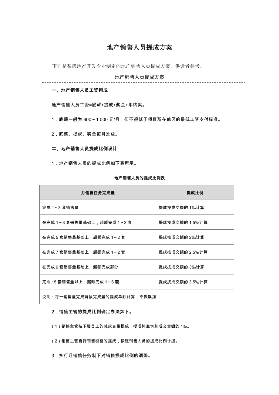 地产及中介销售人员提成方案(附参考基数).docx_第1页