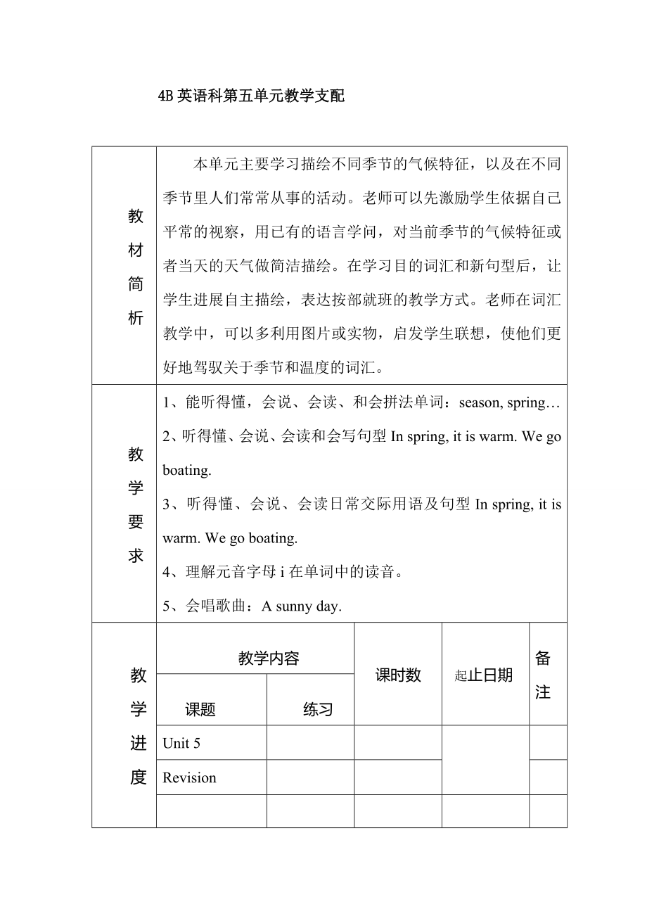 译林版四年级下英语第五单元教案.docx_第1页