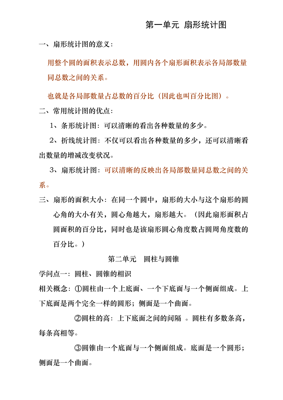 苏教版六年级数学(期中考试知识点总结+针对性练习).docx_第1页