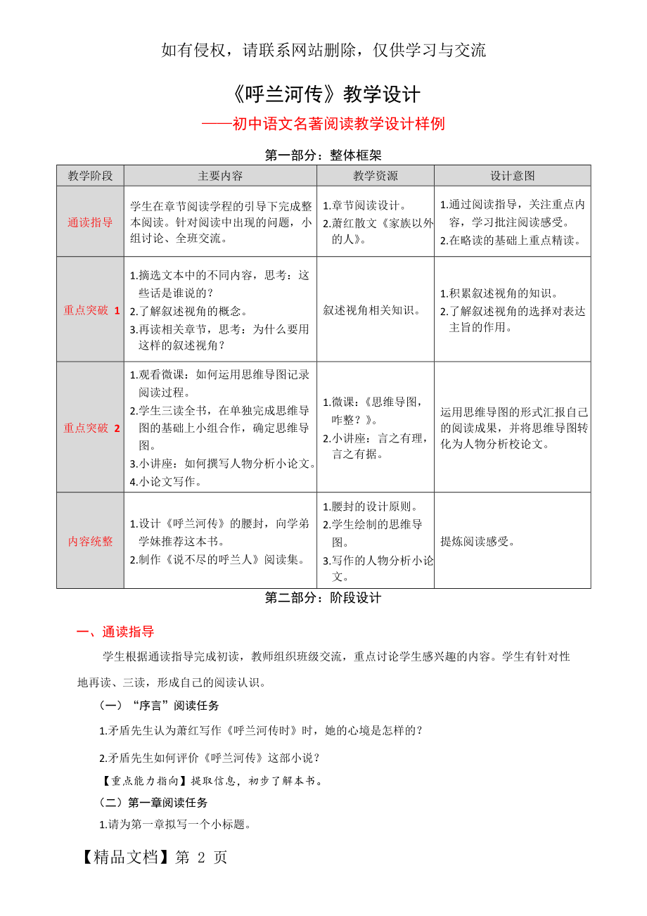 《呼兰河传》名著阅读教学设计.docx_第2页