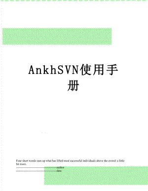 最新AnkhSVN使用手册.docx