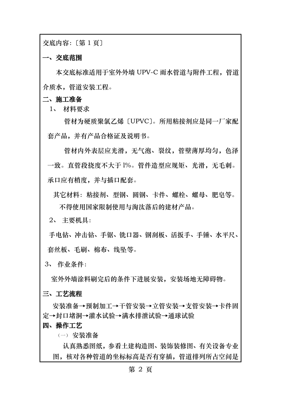 外墙UPVC雨水管安装技术交底记录.doc_第2页