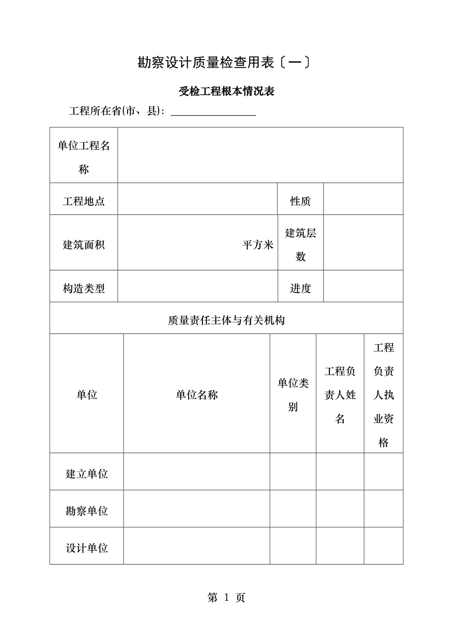 勘察设计质量检查用表.doc_第1页