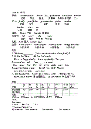 冀教版三年级英语上册重点复习总结.doc