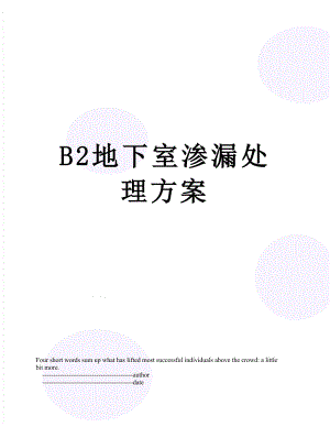 最新B2地下室渗漏处理方案.doc