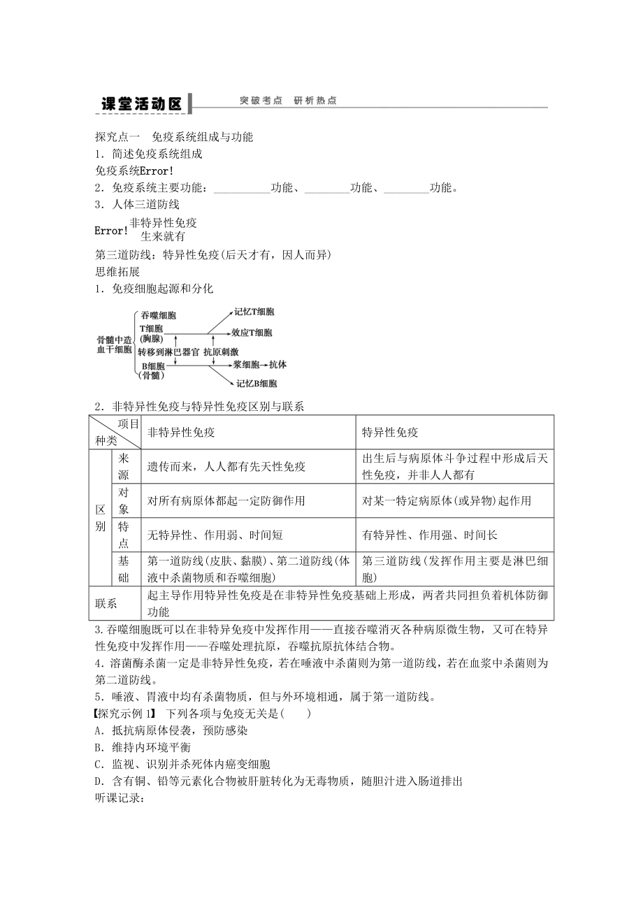 高考生物大一轮复习免疫调节学案.docx_第2页