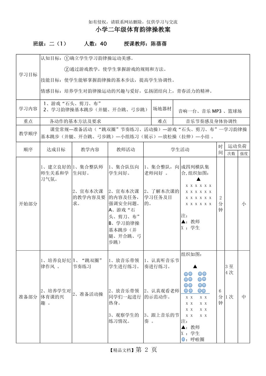 小学二年级体育韵律操教案.doc_第2页