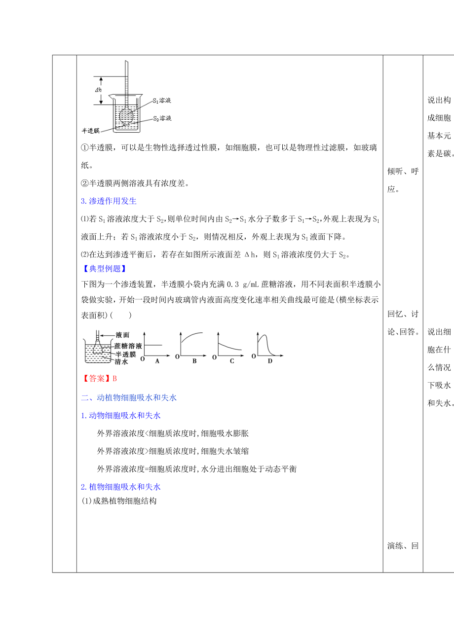 高中生物第4章细胞的物质输入和输出第1节物质跨膜运输的实例教案新人教版必修1.docx_第2页