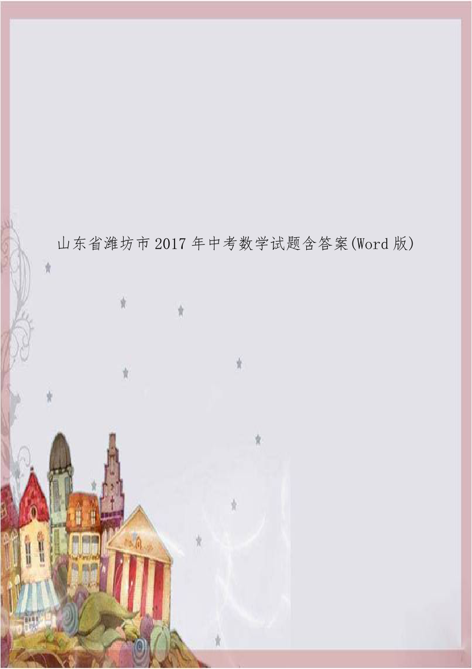 山东省潍坊市2017年中考数学试题含答案(Word版).doc_第1页