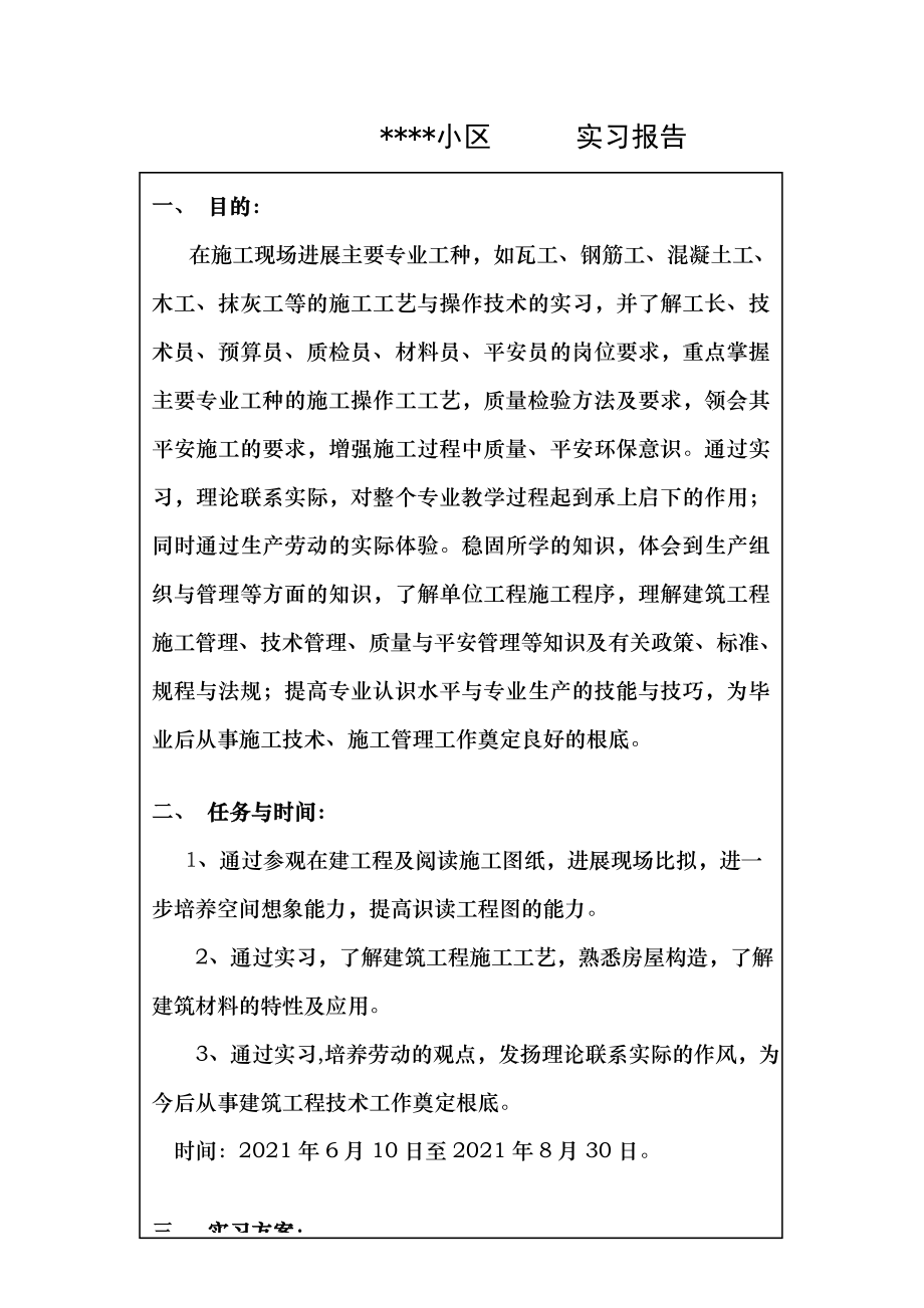 小区施工现场实习报告.doc_第1页