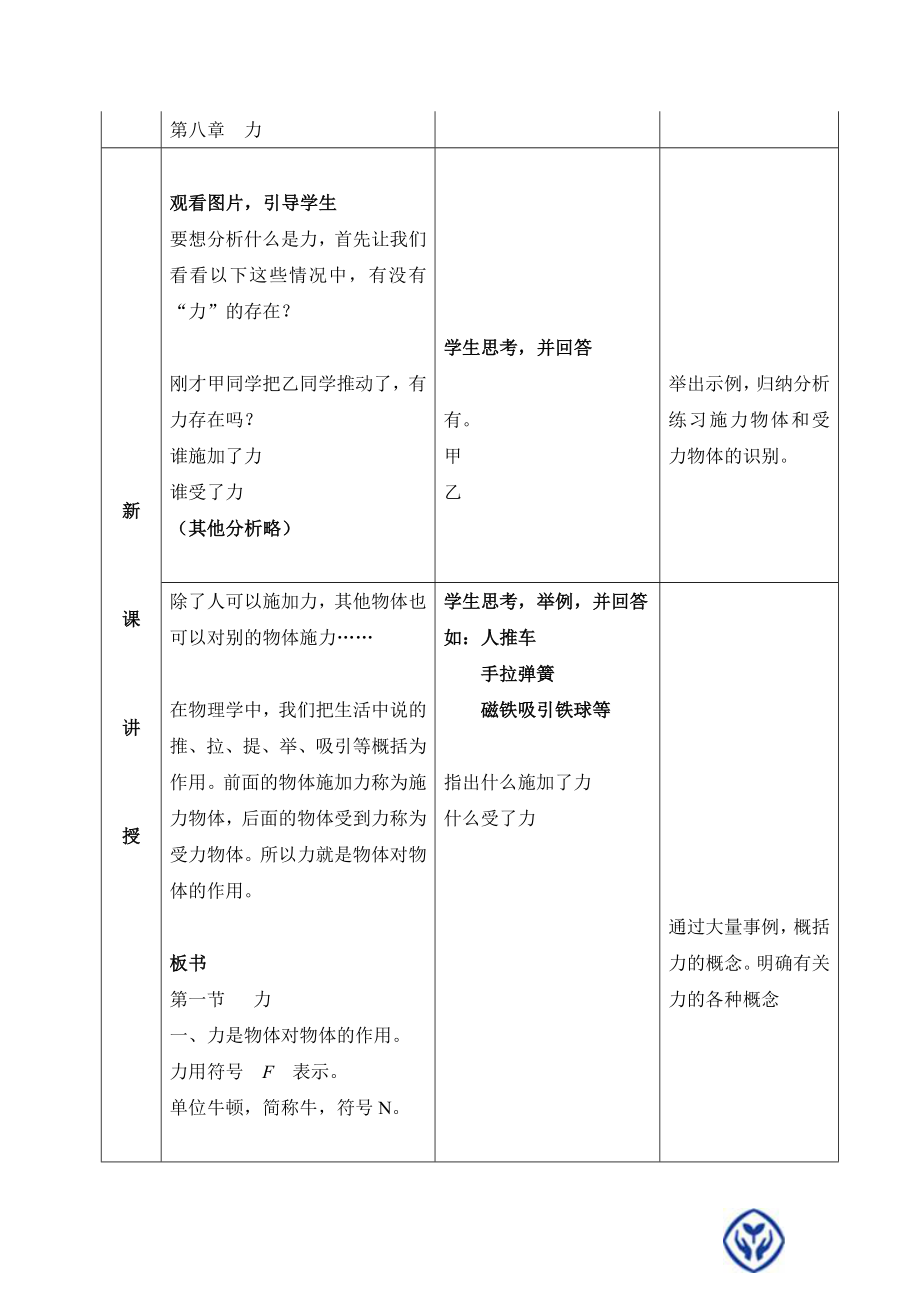 八年级下册物理第七章第一节_力_教案.doc_第2页