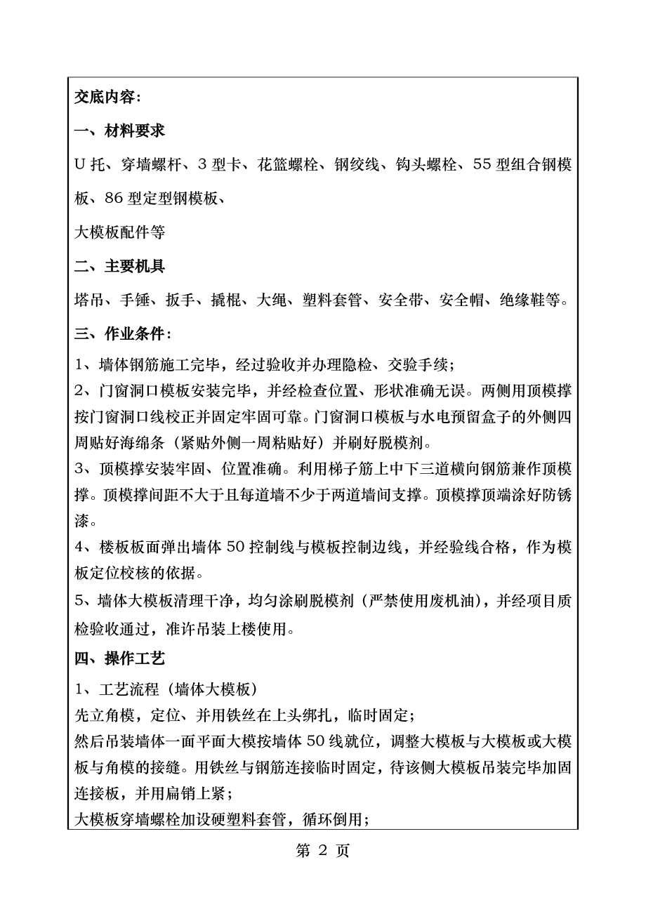 墙体大模板施工技术交底附图丰富.doc_第2页