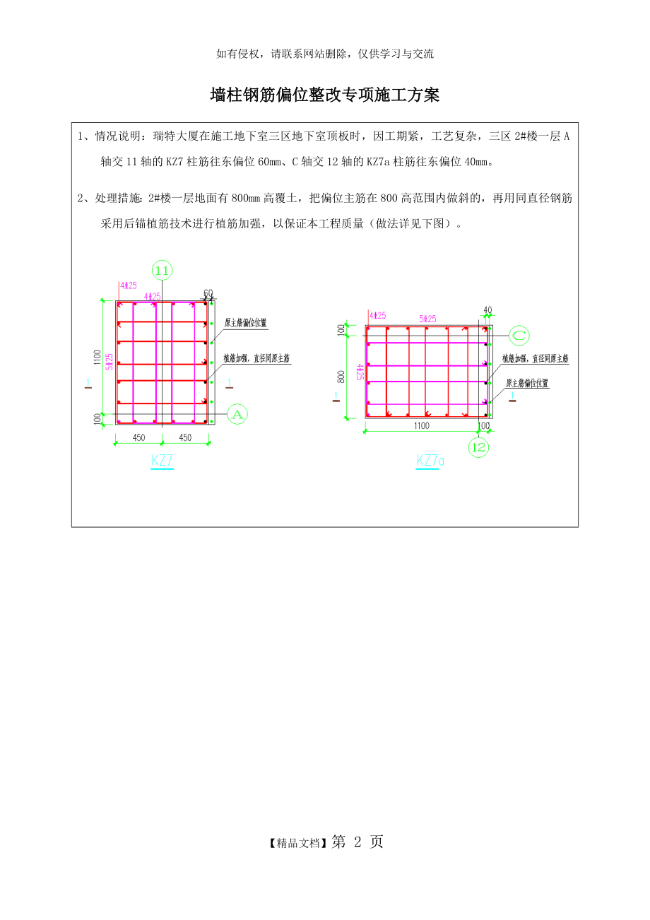 墙柱钢筋偏位植筋专项施工方案.doc_第2页