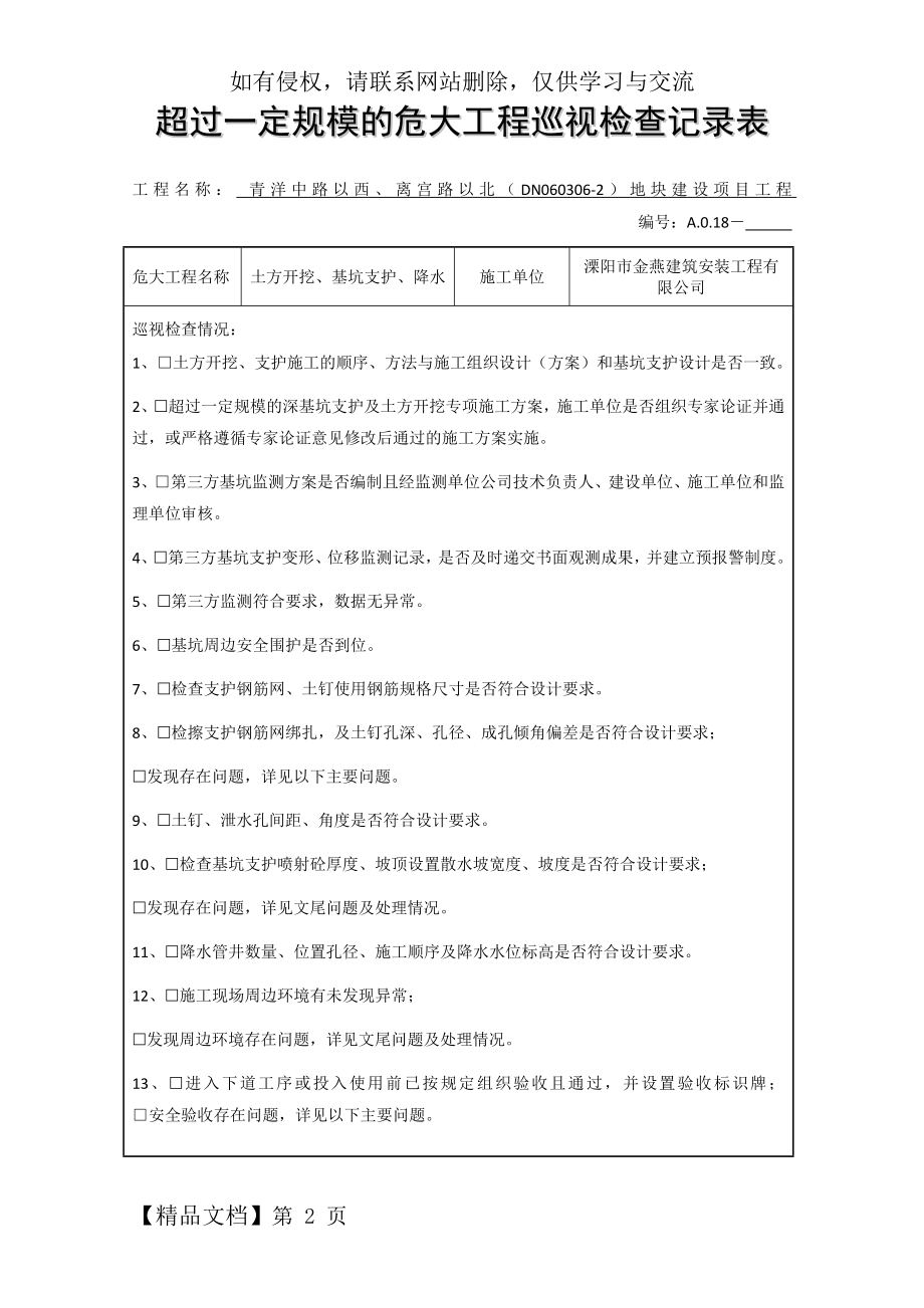 超过危大工程巡视检查记录(深基坑).doc_第2页