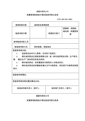 质量管理制度执行情况检查考核记录表.docx