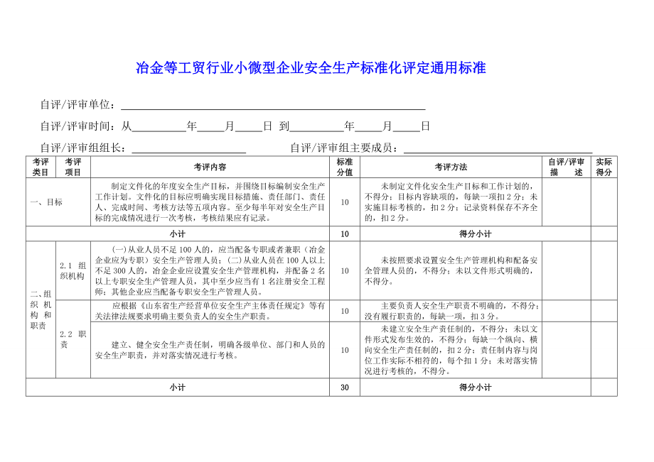 冶金等工贸行业小微型企业安全生产标准化评定通用标准.docx_第1页