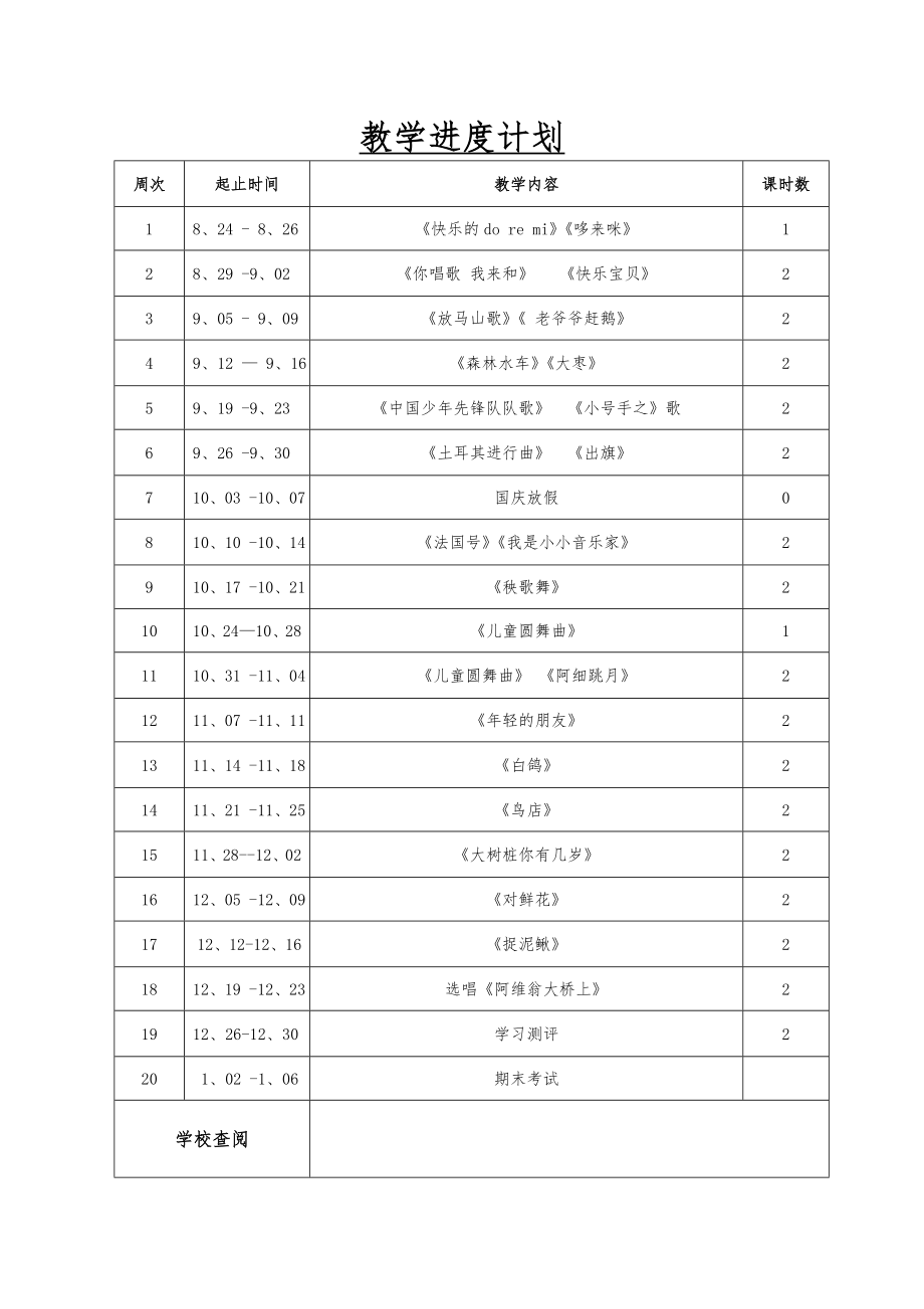 20162017第一学期三年级音乐表格教案.docx_第2页