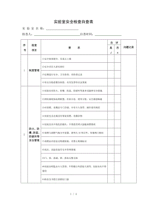 实验室安全检查自查表.docx