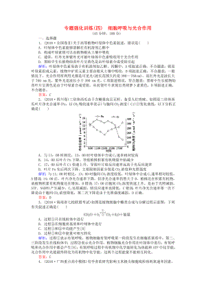 届高考生物二轮复习专题强化训练细胞呼吸与光合作用.docx