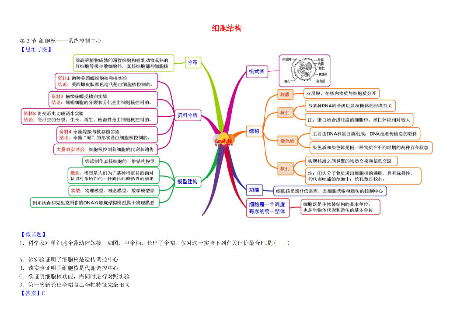 高中生物133细胞核系统的控制中心教材图解学案新人教版必修1.docx_第1页