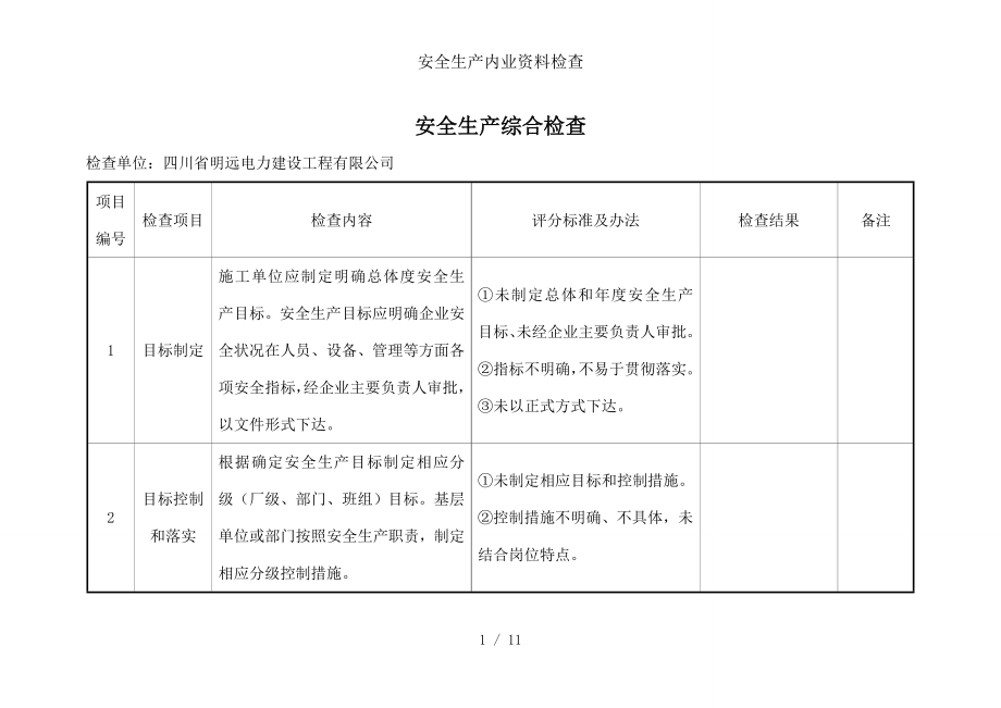 安全生产内业资料检查.docx_第1页