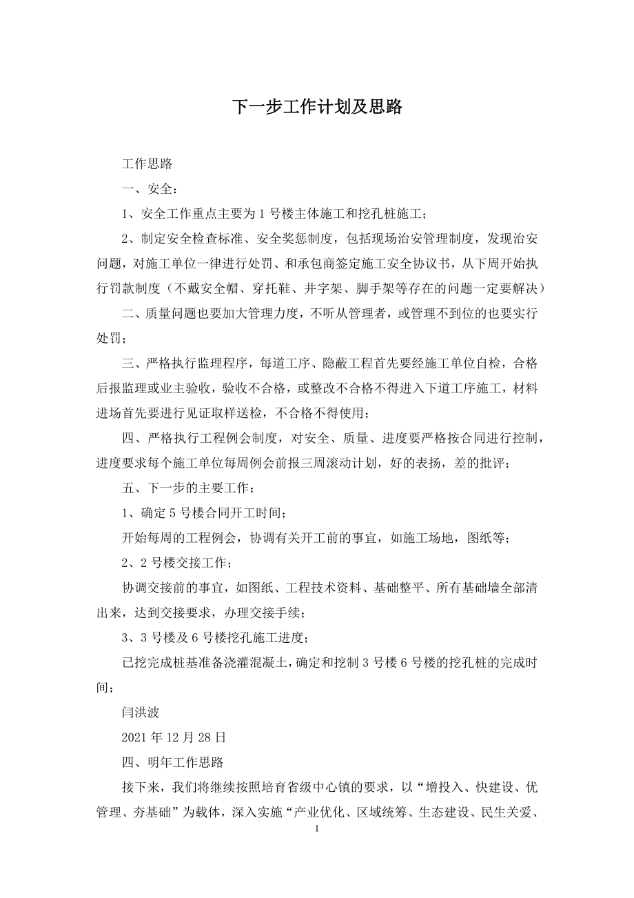 下一步工作计划及思路.docx_第1页