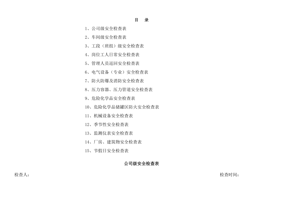 化工企业公司安全检查表.docx_第1页