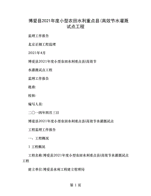 小型农田水利重点县高效节水灌溉试点项目监理工作报告百度.doc