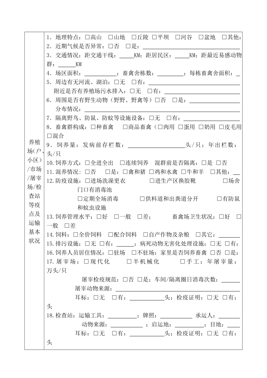 动物疫病流行病学调查表诊断送检用.docx_第2页