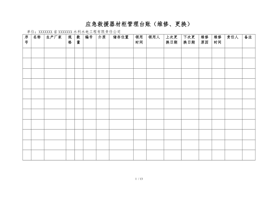 应急救援器材管理台账(检查维护保养).docx_第1页