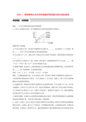 高考生物考前3个月专题复习专题2细胞的代谢考点7辨析影响光合作用和细胞呼吸的因素及相关的坐标曲线.docx